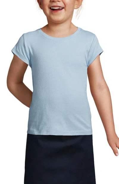 Lands' End Kids'  School Uniform Girls Short Sleeve Essential T-shirt In Chambray Blue