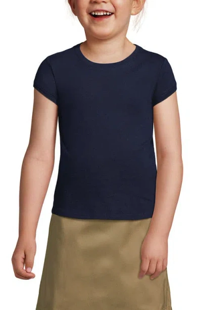 Lands' End Kids'  School Uniform Girls Short Sleeve Essential T-shirt In Classic Navy