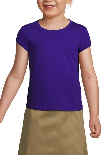 Lands' End Kids'  School Uniform Girls Short Sleeve Essential T-shirt In Deep Purple