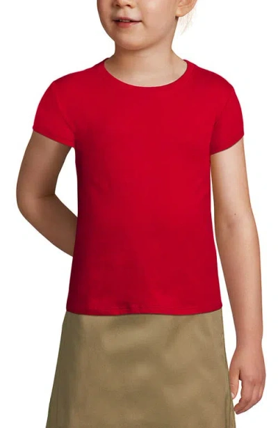 Lands' End Kids'  School Uniform Girls Short Sleeve Essential T-shirt In Red