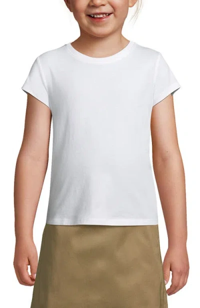 Lands' End Kids'  School Uniform Girls Short Sleeve Essential T-shirt In White