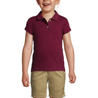 Lands' End Kids'  School Uniform Girls Short Sleeve Feminine Fit Interlock Polo Shirt In Burgundy