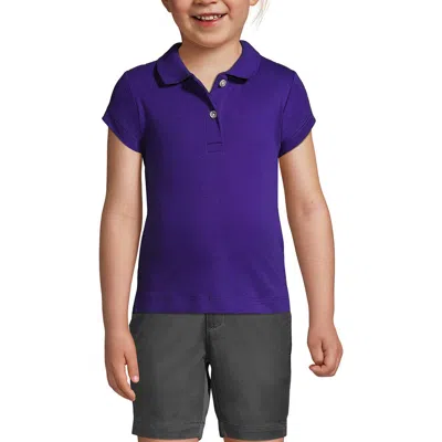 Lands' End Kids'  School Uniform Girls Short Sleeve Feminine Fit Interlock Polo Shirt In Deep Purple