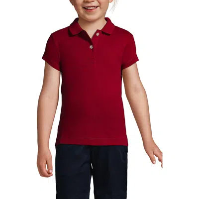 Lands' End Kids'  School Uniform Girls Short Sleeve Feminine Fit Interlock Polo Shirt In Garnet