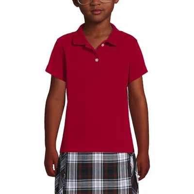 Lands' End Kids'  School Uniform Girls Short Sleeve Feminine Fit Interlock Polo Shirt In Red