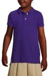 Lands' End Kids'  School Uniform Girls Short Sleeve Feminine Fit Mesh Polo Shirt In Deep Purple