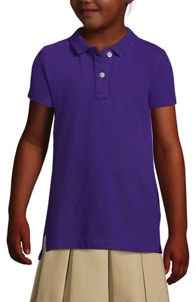 Lands' End Kids'  School Uniform Girls Short Sleeve Feminine Fit Mesh Polo Shirt In Deep Purple