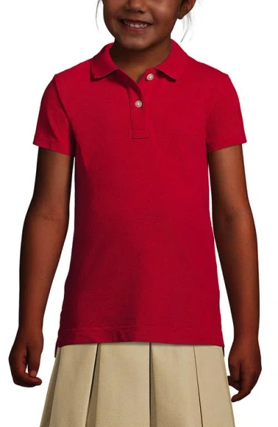 Lands' End Kids'  School Uniform Girls Short Sleeve Feminine Fit Mesh Polo Shirt In Red