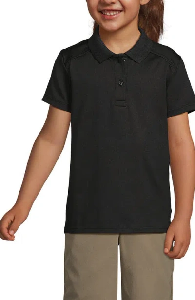 Lands' End Kids'  School Uniform Girls Short Sleeve Feminine Fit Rapid Dry Polo Shirt In Black