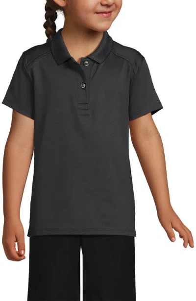 Lands' End Kids'  School Uniform Girls Short Sleeve Feminine Fit Rapid Dry Polo Shirt In Black