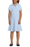 Lands' End Kids'  School Uniform Girls Short Sleeve Mesh Pleated Polo Dress In Blue