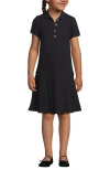 Lands' End Kids'  School Uniform Girls Short Sleeve Mesh Pleated Polo Dress In Black