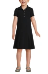 Lands' End Kids'  School Uniform Girls Short Sleeve Mesh Pleated Polo Dress In Black