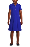 Lands' End Kids'  School Uniform Girls Short Sleeve Mesh Pleated Polo Dress In Cobalt