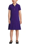 Lands' End Kids'  School Uniform Girls Short Sleeve Mesh Pleated Polo Dress In Deep Purple