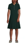 Lands' End Kids'  School Uniform Girls Short Sleeve Mesh Pleated Polo Dress In Evergreen