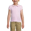 Lands' End Kids'  Girls Short Sleeve Peter Pan Collar Polo Shirt In Ice Pink