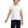 Lands' End Kids'  Girls Short Sleeve Peter Pan Collar Polo Shirt In White