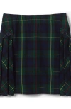 Lands' End Kids'  School Uniform Girls Side Pleat Plaid Skort Above Knee In Blue