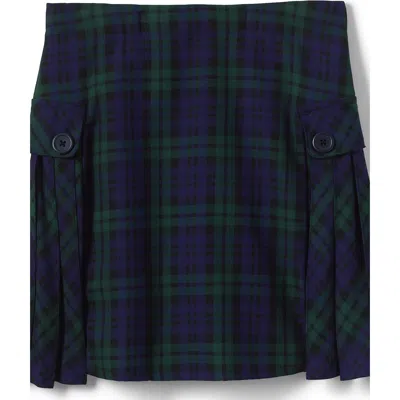 Lands' End Kids'  Girls Plus Above The Knee Plaid Side Pleat Skort In Green