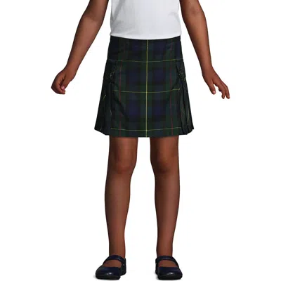 LANDS' END LANDS' END SCHOOL UNIFORM GIRLS SIDE PLEAT PLAID SKORT ABOVE KNEE