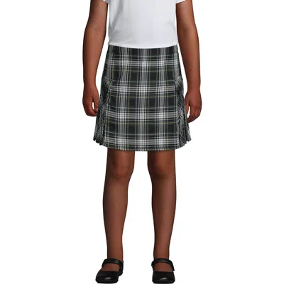 Lands' End Kids'  School Uniform Girls Side Pleat Plaid Skort Above Knee In Multi