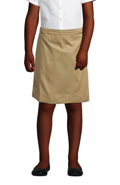 Lands' End Kids'  School Uniform Girls Slim Blend Chino Skort Top Of Knee In Khaki