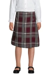 Lands' End Kids'  School Uniform Girls Slim Plaid A-line Skirt Below The Knee In Burgundy/gray Plaid