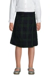 Lands' End Kids'  School Uniform Girls Slim Plaid A-line Skirt Below The Knee In Classic Navy/evergreen Plaid