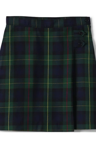 LANDS' END LANDS' END SCHOOL UNIFORM GIRLS SLIM PLAID A-LINE SKIRT BELOW THE KNEE