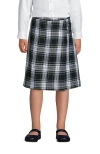 Lands' End Kids'  School Uniform Girls Slim Plaid A-line Skirt Below The Knee In White Plaid