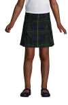 Lands' End Kids'  School Uniform Girls Slim Side Pleat Plaid Skort Above Knee In Hunter/classic Navy Plaid