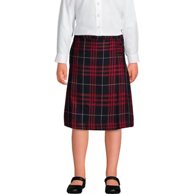 LANDS' END LANDS' END SCHOOL UNIFORM GIRLS PLUS PLAID A-LINE SKIRT BELOW THE KNEE