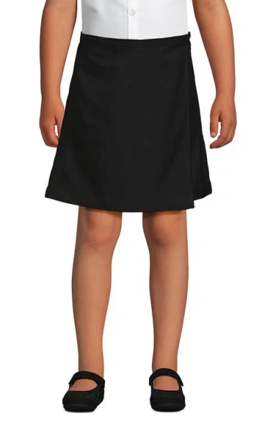 Lands' End Kids'  School Uniform Girls Solid A Line Tab Skort Top Of Knee In Black