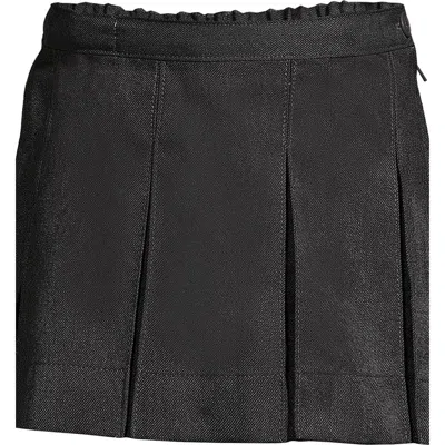 Lands' End Kids'  School Uniform Girls Solid Box Pleat Skirt Above Knee In Black