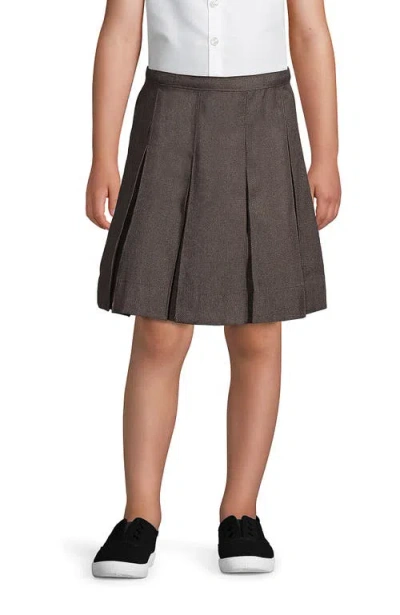 Lands' End Kids'  School Uniform Girls Solid Box Pleat Skirt Top Of Knee In Gray