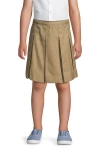 Lands' End Kids'  School Uniform Girls Solid Box Pleat Skirt Top Of Knee In Khaki