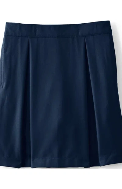 Lands' End Kids'  School Uniform Girls Solid Pleated Skort Top Of Knee In Blue