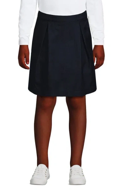 Lands' End Kids'  School Uniform Girls Solid Pleated Skort Top Of Knee In Classic Navy