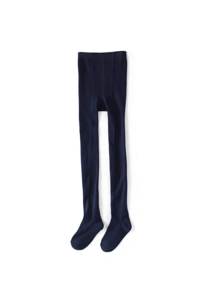 Lands' End School Uniform Girls Solid Tights In Blue