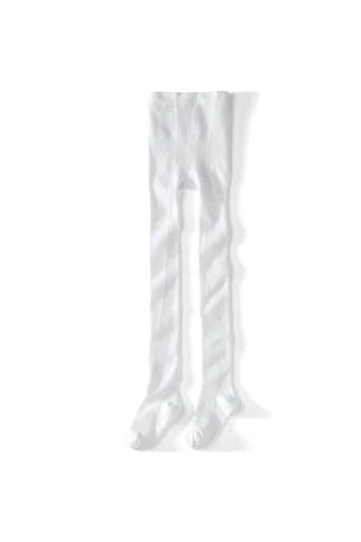 Lands' End School Uniform Girls Solid Tights In White