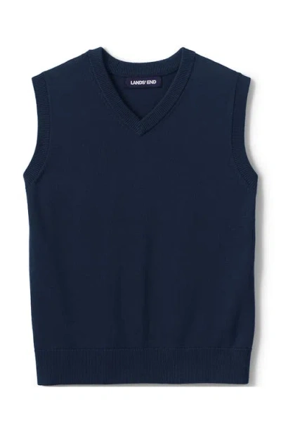 Lands' End School Uniform Kids Cotton Modal Fine Gauge Sweater Vest In Classic Navy