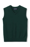 Lands' End School Uniform Kids Cotton Modal Fine Gauge Sweater Vest In Evergreen