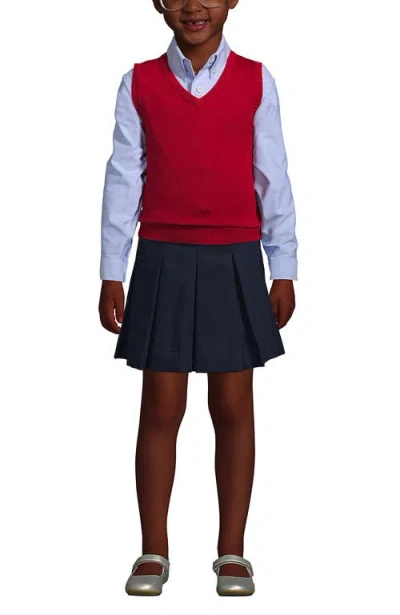 Lands' End School Uniform Kids Cotton Modal Fine Gauge Sweater Vest In Red