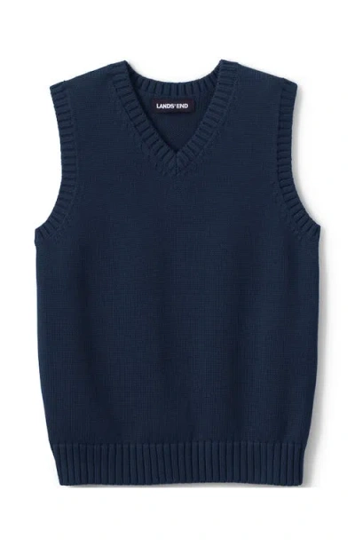 Lands' End School Uniform Kids Cotton Modal Sweater Vest In Classic Navy