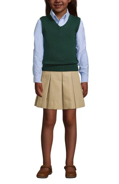Lands' End School Uniform Kids Cotton Modal Sweater Vest In Evergreen