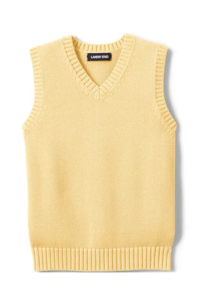 Lands' End School Uniform Kids Cotton Modal Sweater Vest In Maize