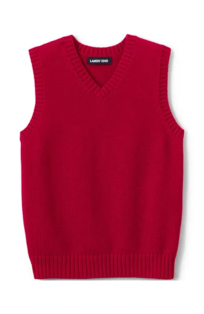 Lands' End School Uniform Kids Cotton Modal Sweater Vest In Red