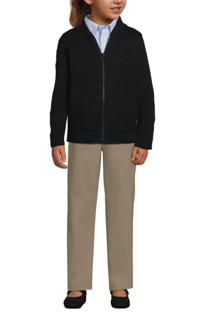 Lands' End Babies'  School Uniform Kids Legacy Full Zip Cardigan In Black