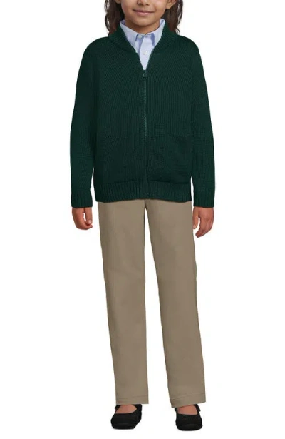 Lands' End Babies'  School Uniform Kids Legacy Full Zip Cardigan In Green
